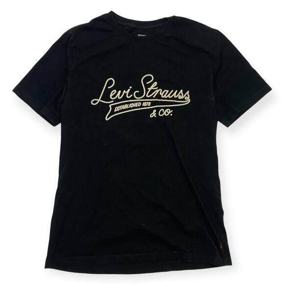 Levi’s Women’s Small Black Levi Strauss Graphic T-Shirt Short Sleeve - Picture 1 of 4